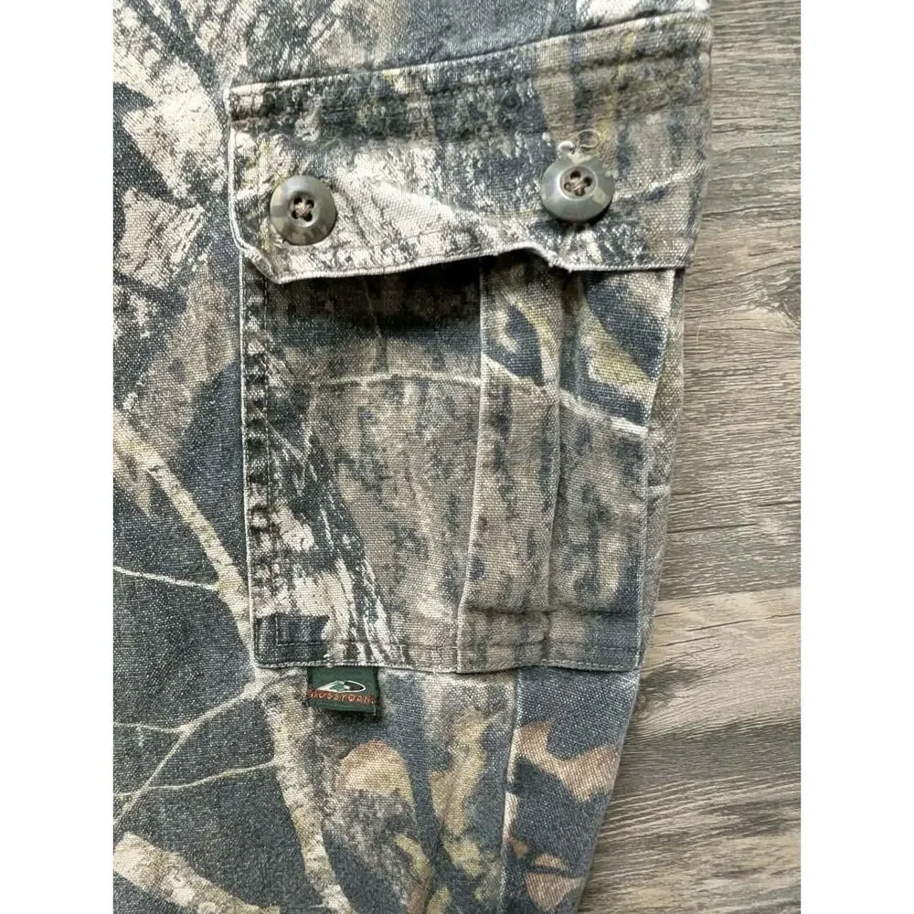 Vintage Mossy Oak Camo Cargo Pants Mens L (36-38) Adjustable Waist Hunting